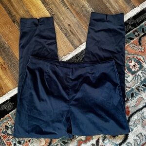 BerWich Italian Blue Velvet Higb Waist Cropped Ankle Pants Side Zip Size 48 L